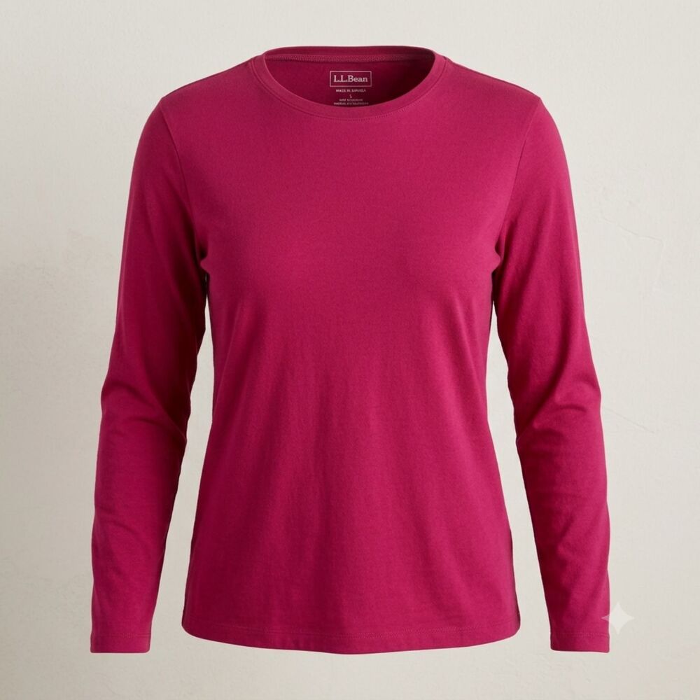 L.L.Bean Long Sleeve Crewneck Tee Women's Size L Magenta/Berry